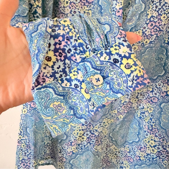Talbots Pintuck Popover Dotted Paisley Blouse Size L - Picture 10 of 11